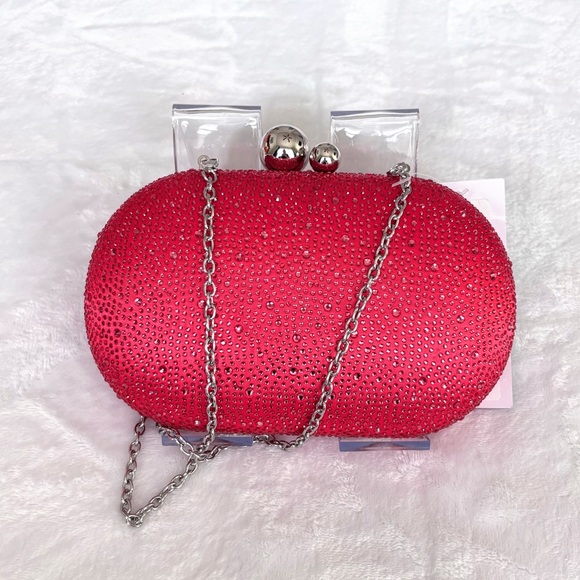 NINA Xio Fantasy Pink Glass Crystal Minaudiere Evening Clutch Handbag--NWT - Picture 2 of 15